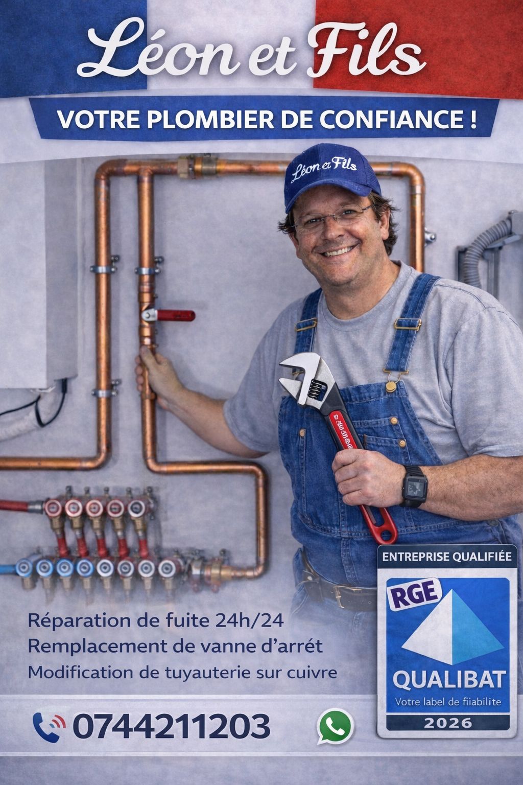 Support publicitaire Léon et fils plomberie